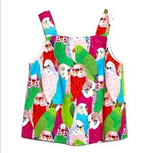 Gorman apron tank in aviary print by Monika Forsberg